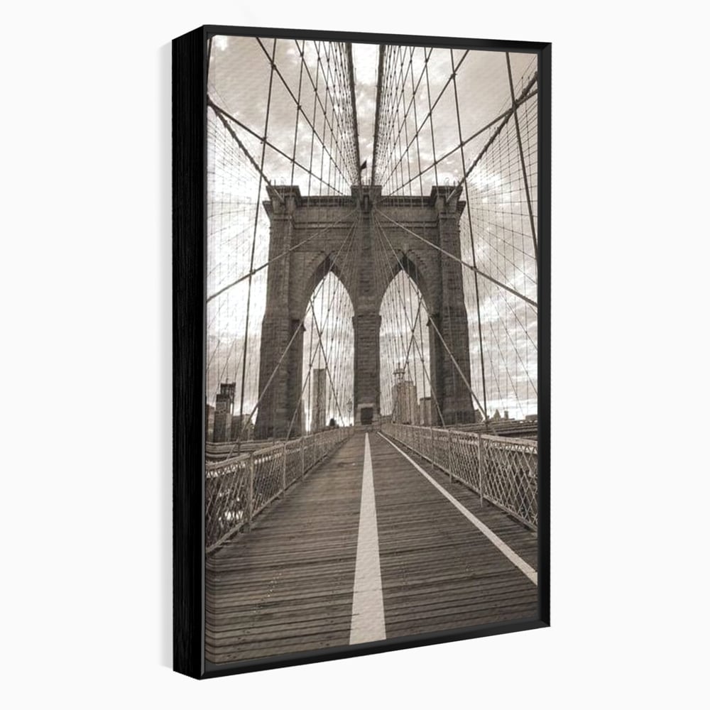 Tablou canvas cu fotografie verticala cu podul din new york, in rama de aluminiu negru
